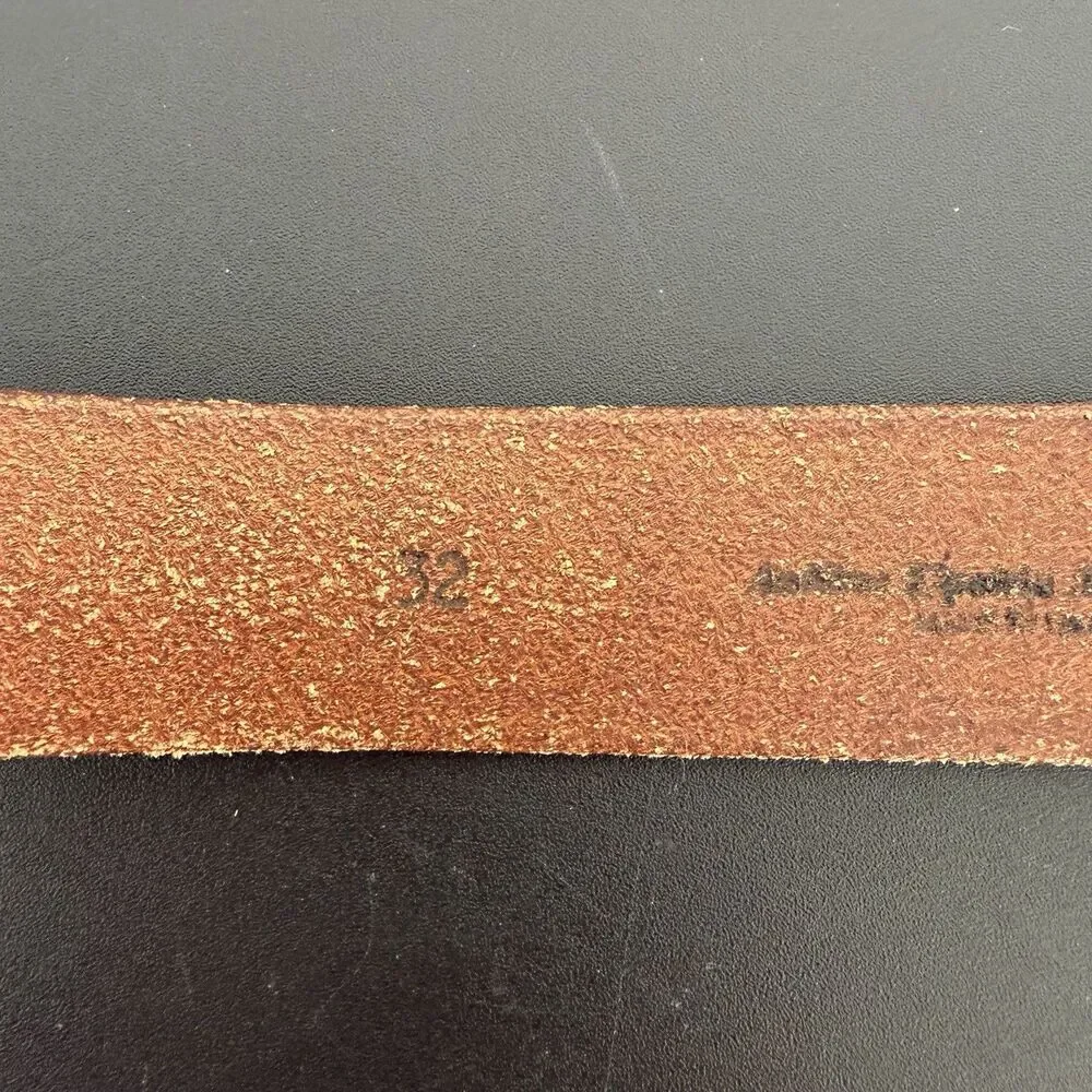 Torino Men’s Brown Genuine Leather Belt Size 32 Embossed Stripe Silver Buckle